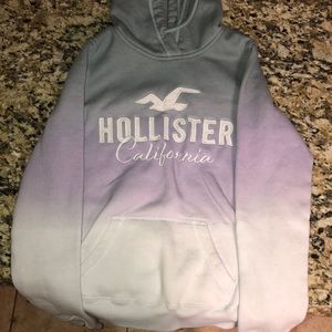 Hollister hoodie multi colored white,blue,and purple.